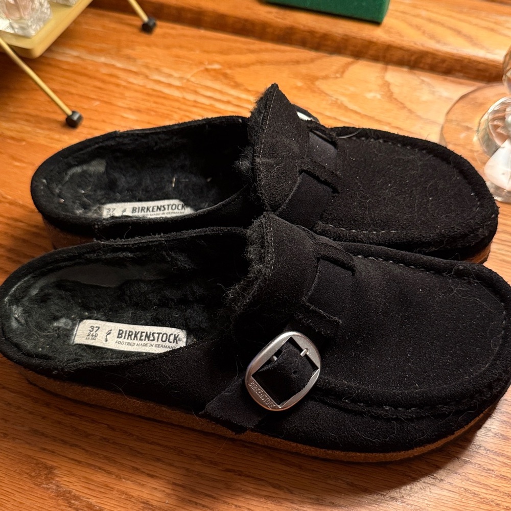 Birkenstock Black Buckley Suede Loafer Clogs☕️